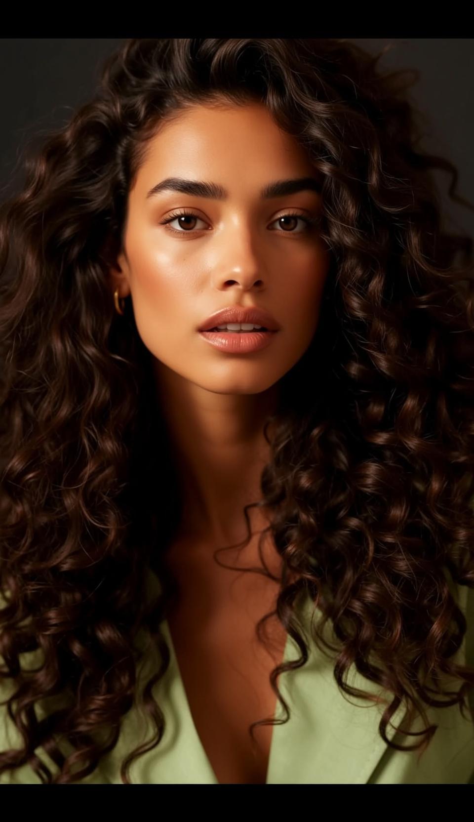 Hair Salon Young Long Dark Curly Medium-toned
