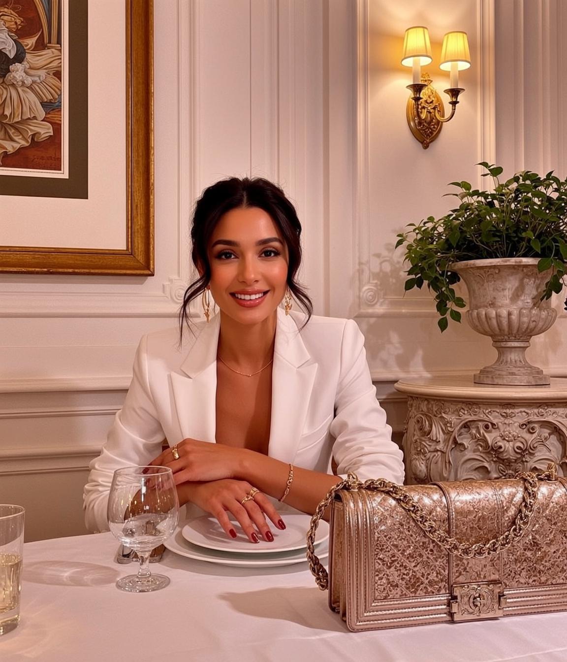 White Blazer Table Smile