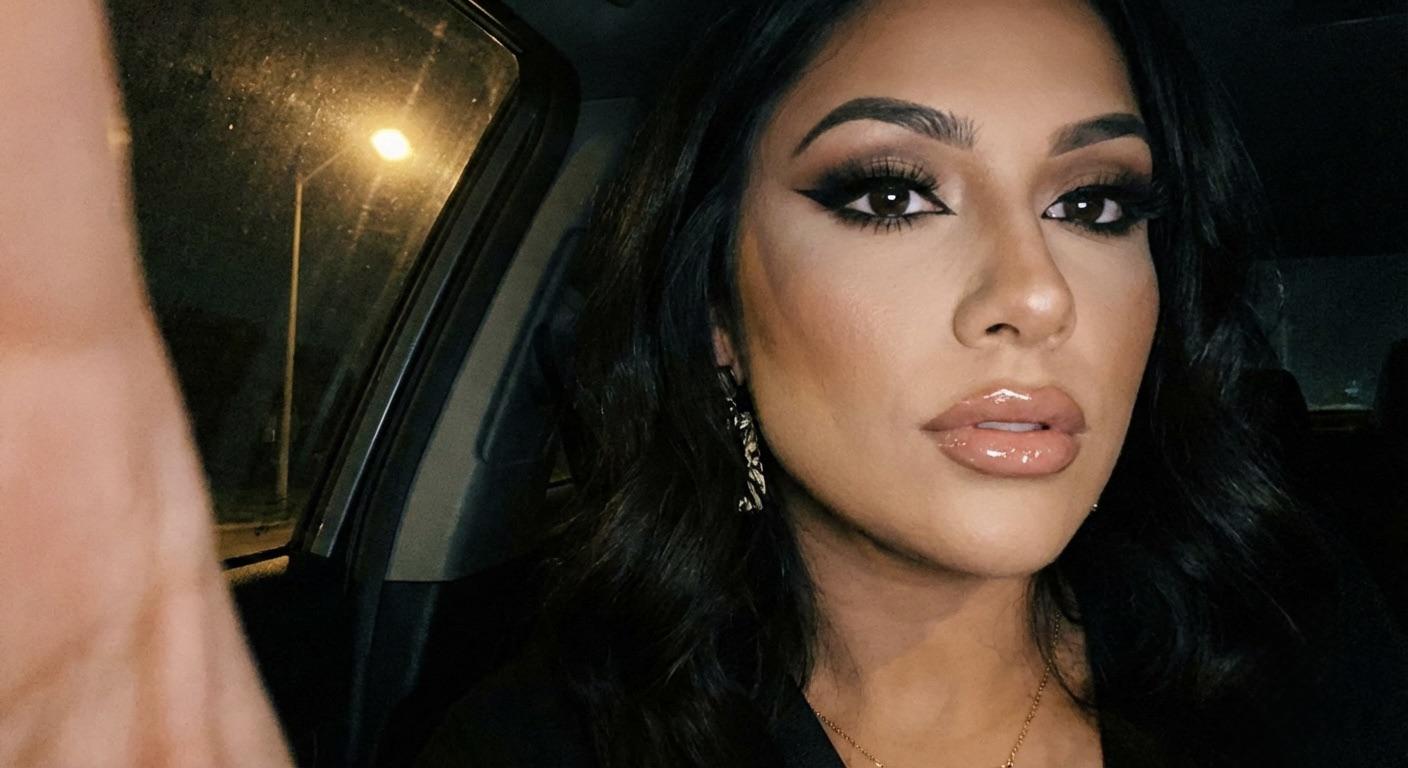 Night Car Selfie Dramatic Glam Makeup reference photo