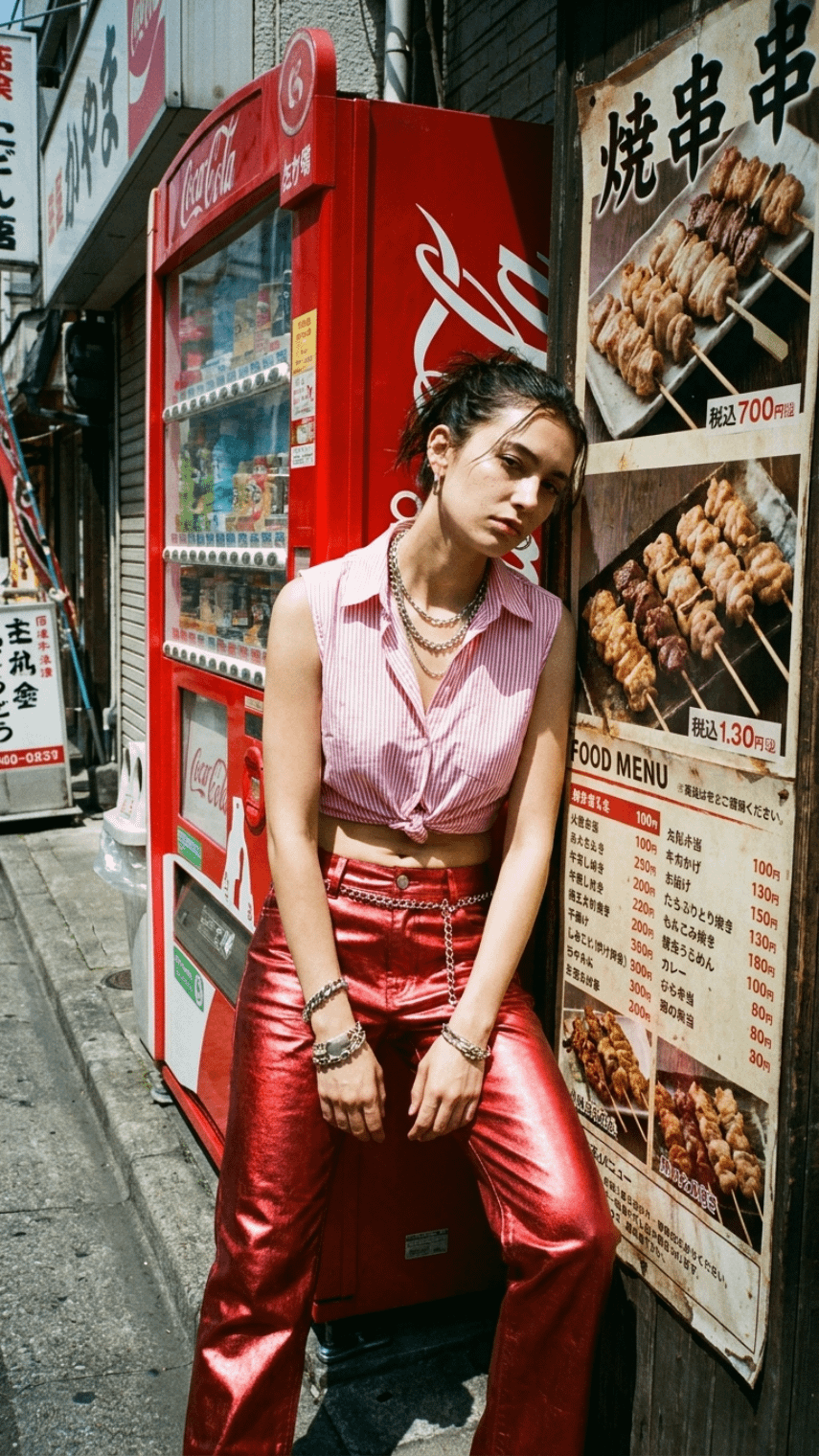 Japanese Street Editorial Red Vending Machine Compression