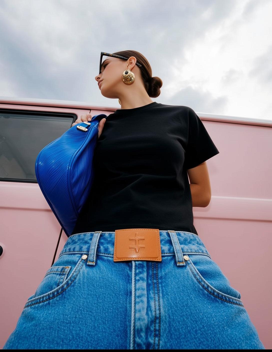 Black Tee Jeans Shoulder Glance