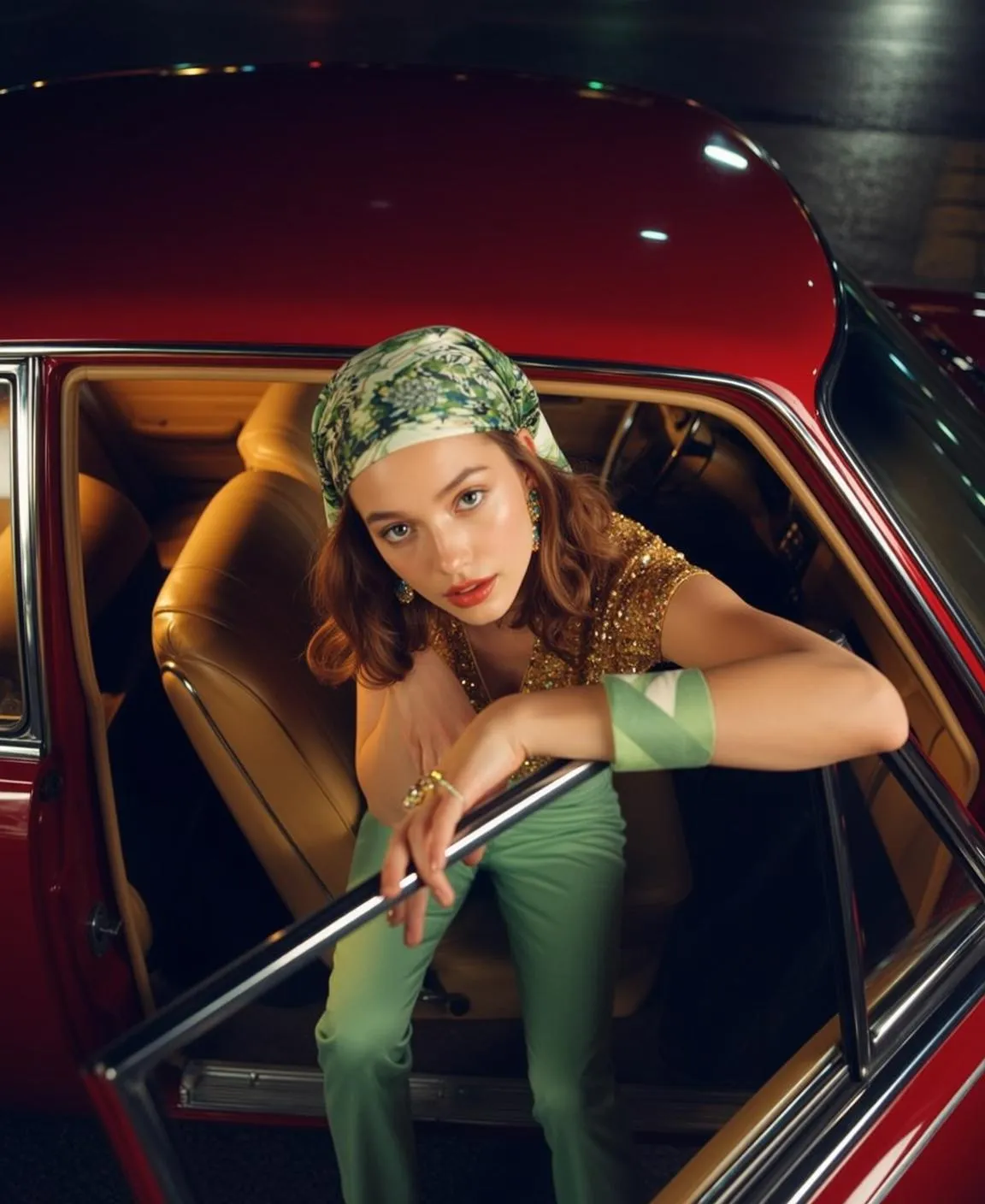 Earrings And Bracelets And Rings In Car Portrait