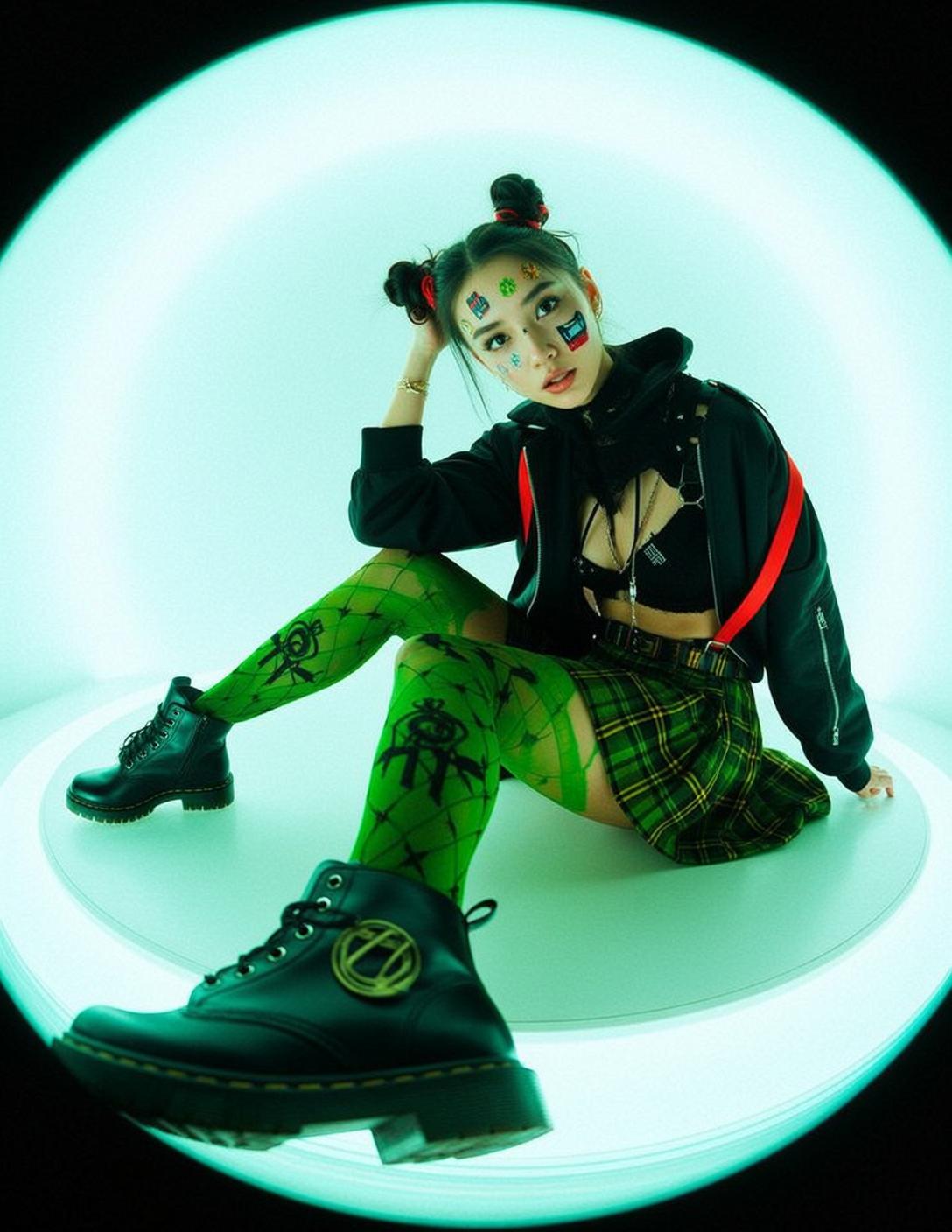 Neon Plaid Skirt Studio Fashion