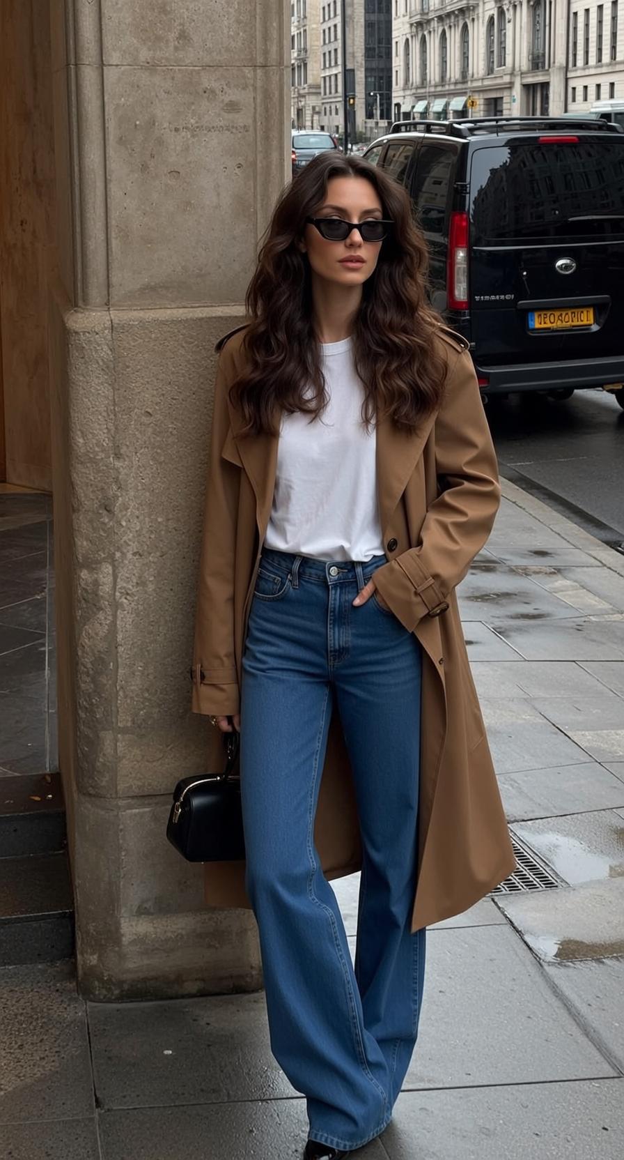 Tan Trench Cobblestone Street