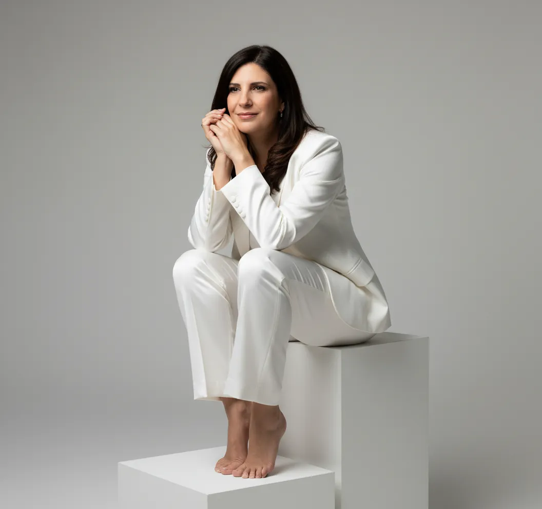 Woman In White Suit Portrait