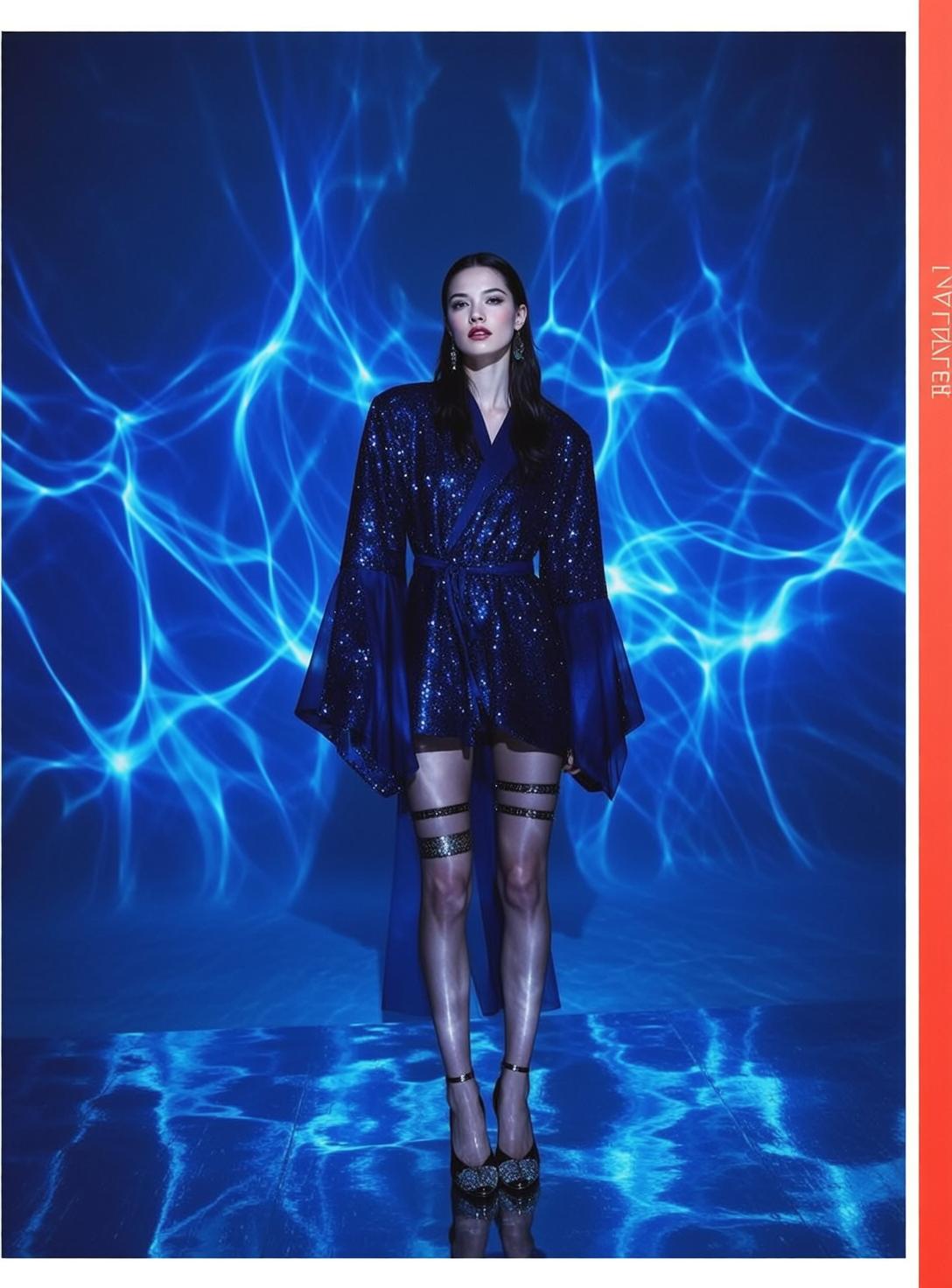 Blue Kimono Jacket and None Visible on Studio