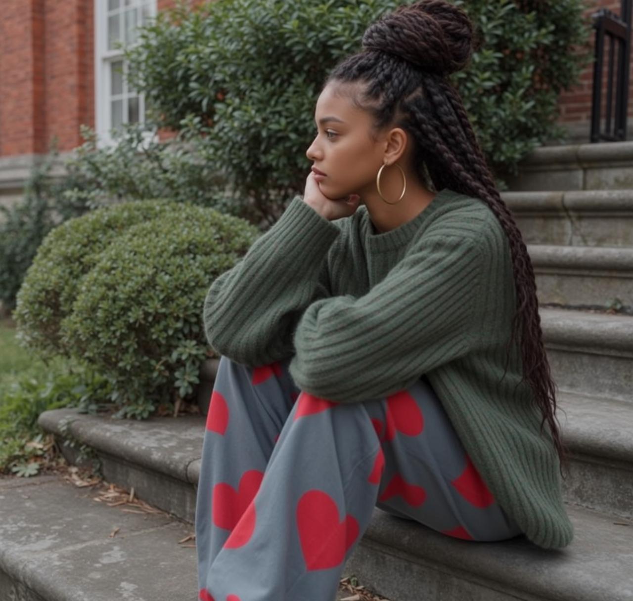 Thoughtful On Outdoor Steps
