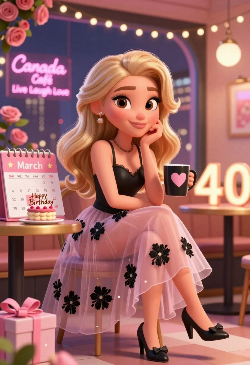 Stylized Animated Scene Featuring Blonde Woman With Large Expressive Eyes