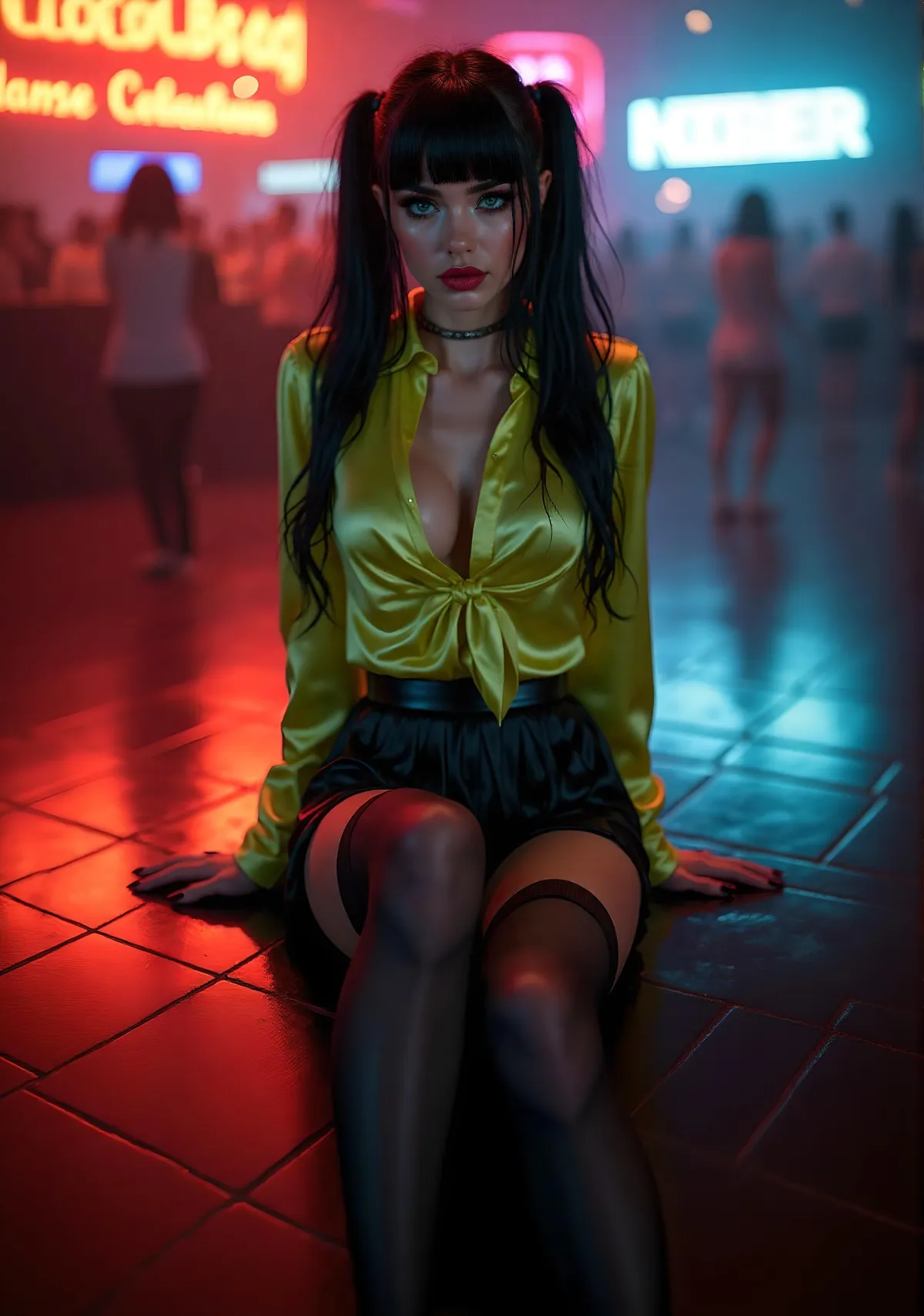 Necklace In Nightclub Portrait