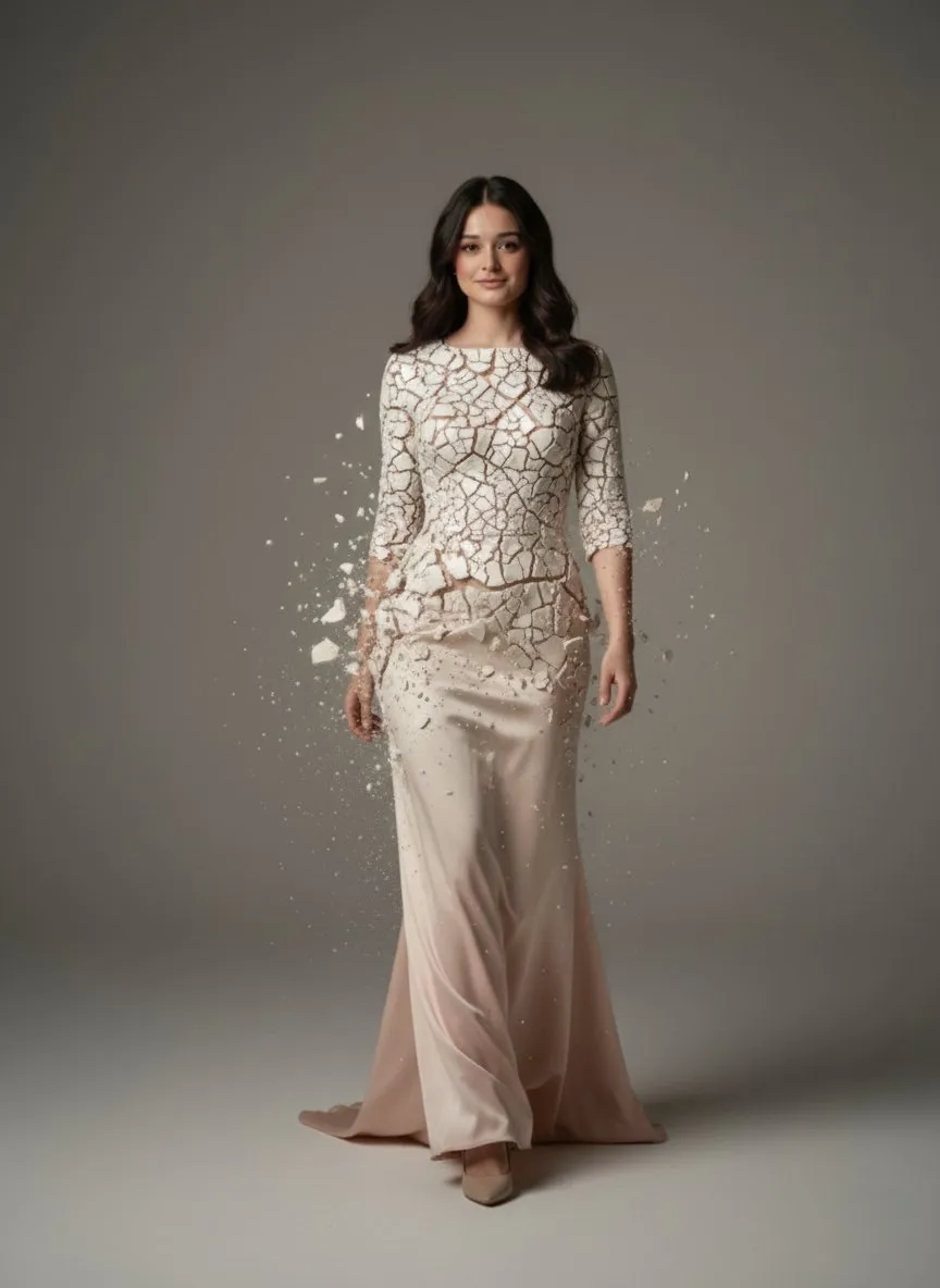 Porcelain Dress Studio Portrait Emerging Motion