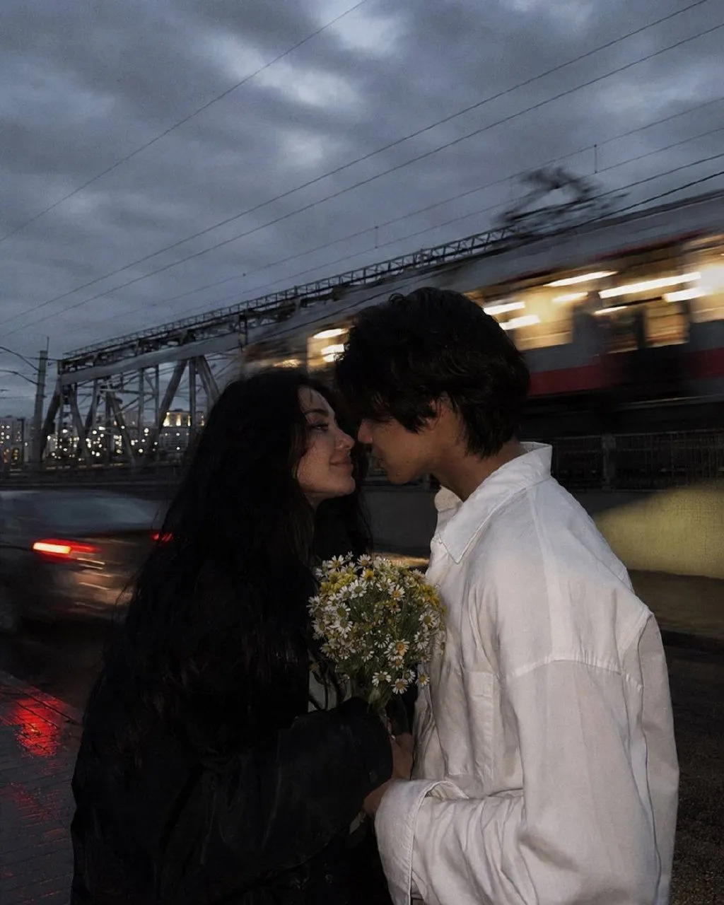 Young Couple Romantic Evening City Walk Korean Drama Aesthetic