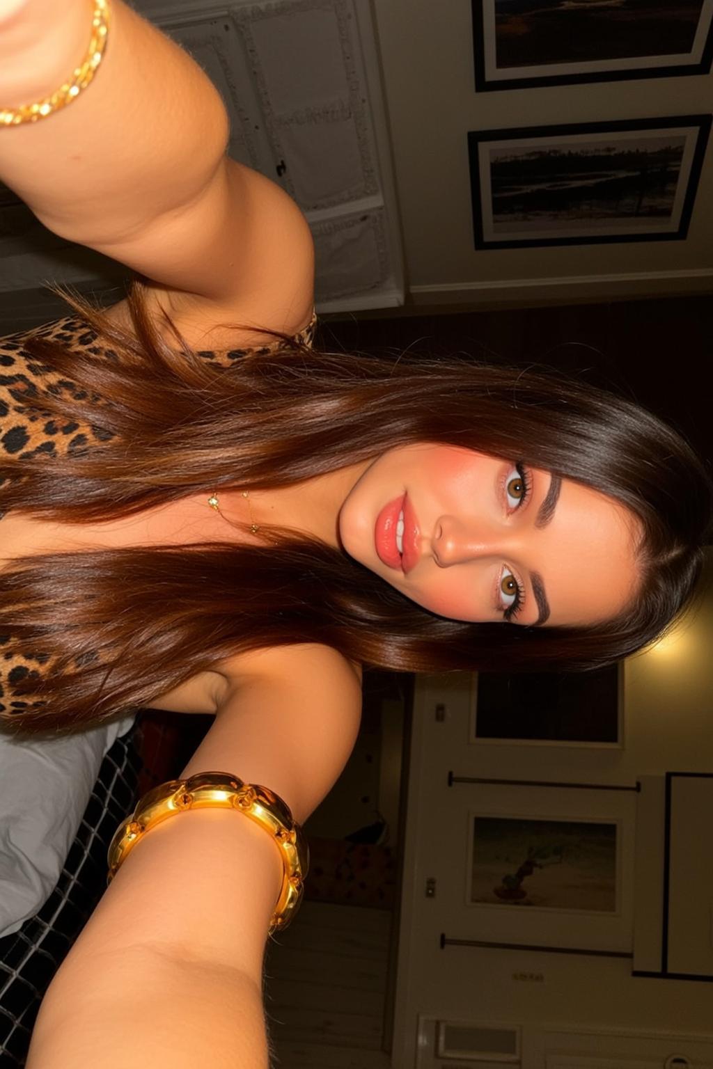 Leopard Print Gold Bracelet Selfie