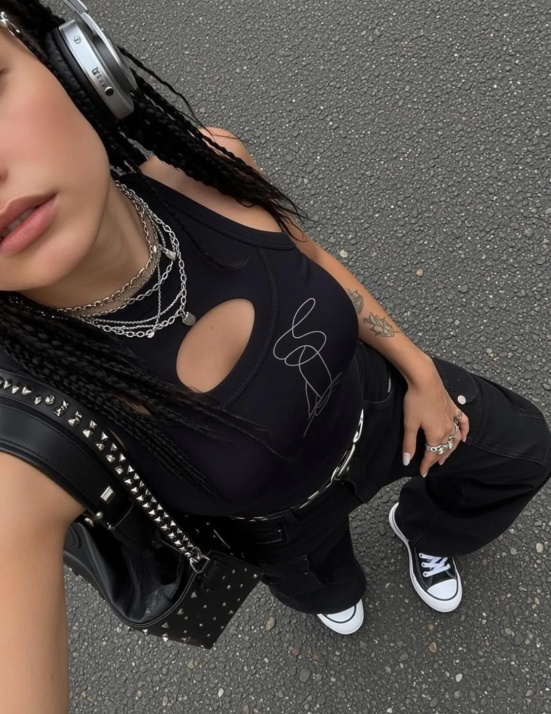 Tattoos Necklace And Rings In Street Portrait