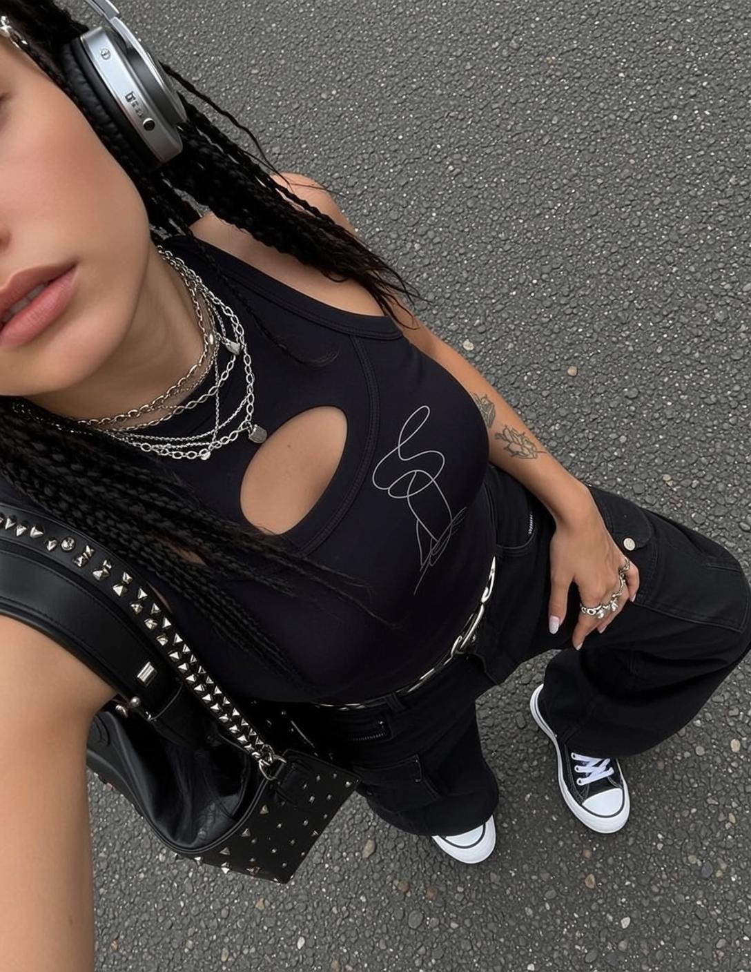 Acubi Young Long Black Braids Fair Tank