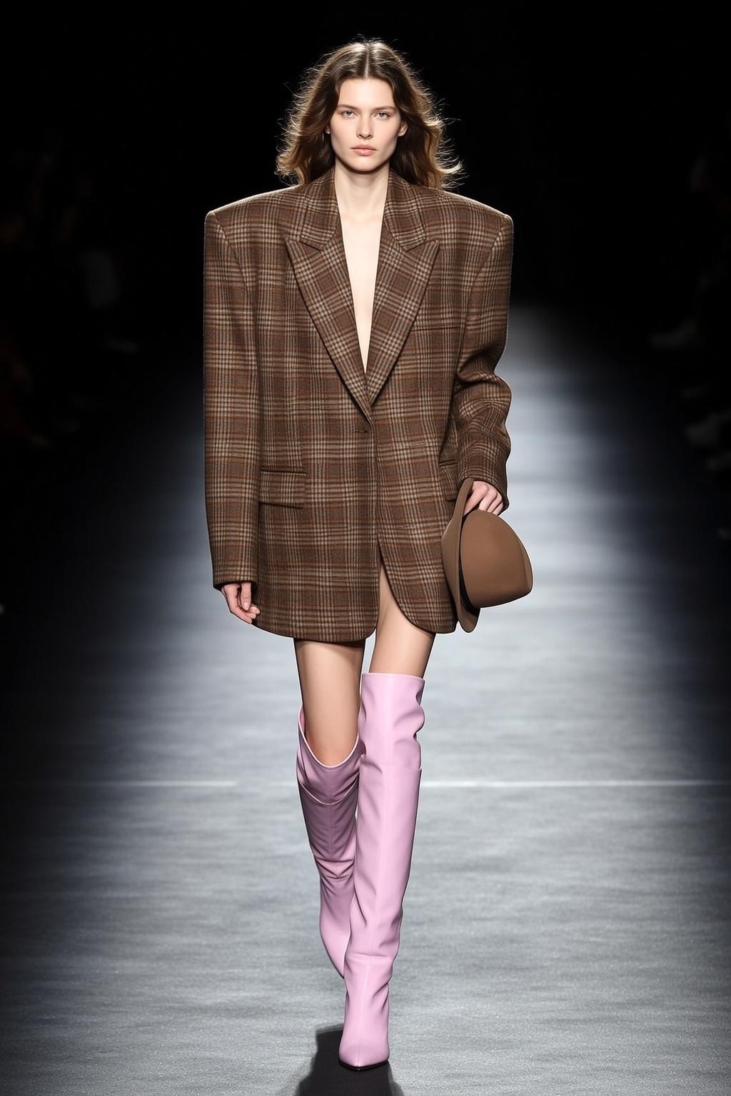 Walks Runway Oversized Plaid Blazer Dress