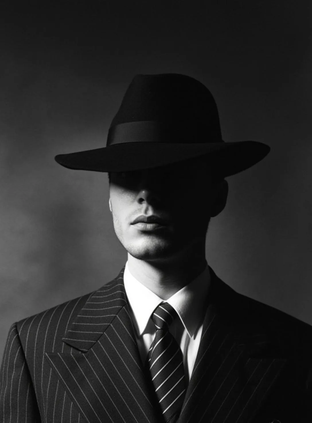 Photorealistic Medium Shot Portrait Man Wearing Black Fedora Hat That