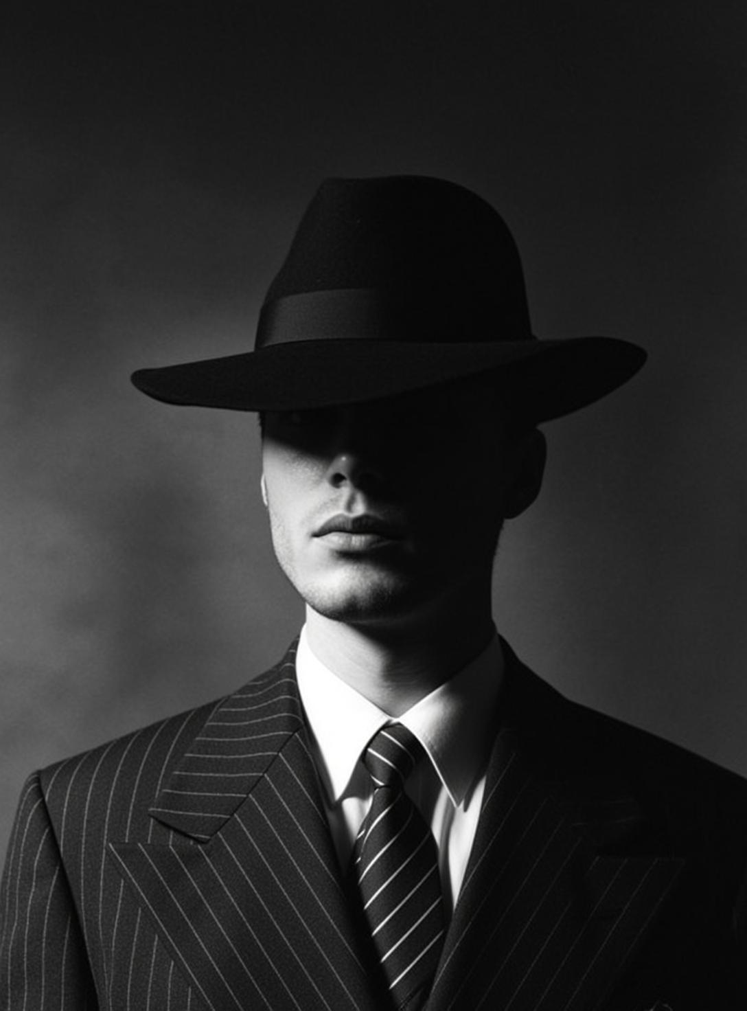 Photorealistic Medium Shot Portrait Man Wearing Black Fedora Hat That