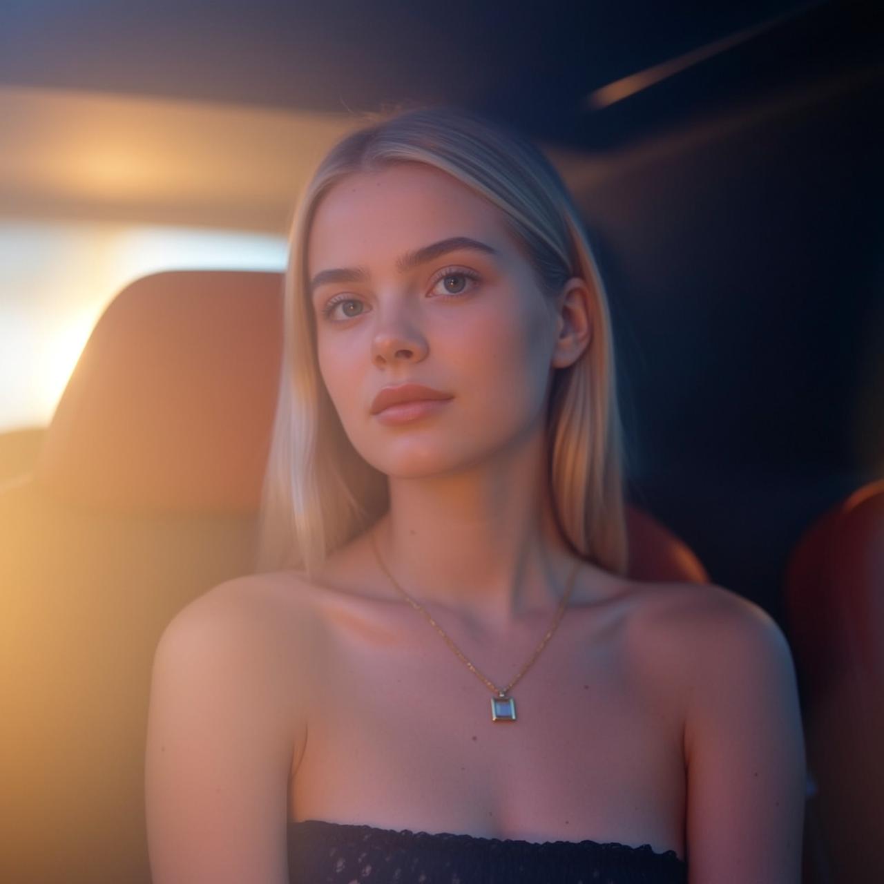 Black Lace Car Interior Portrait