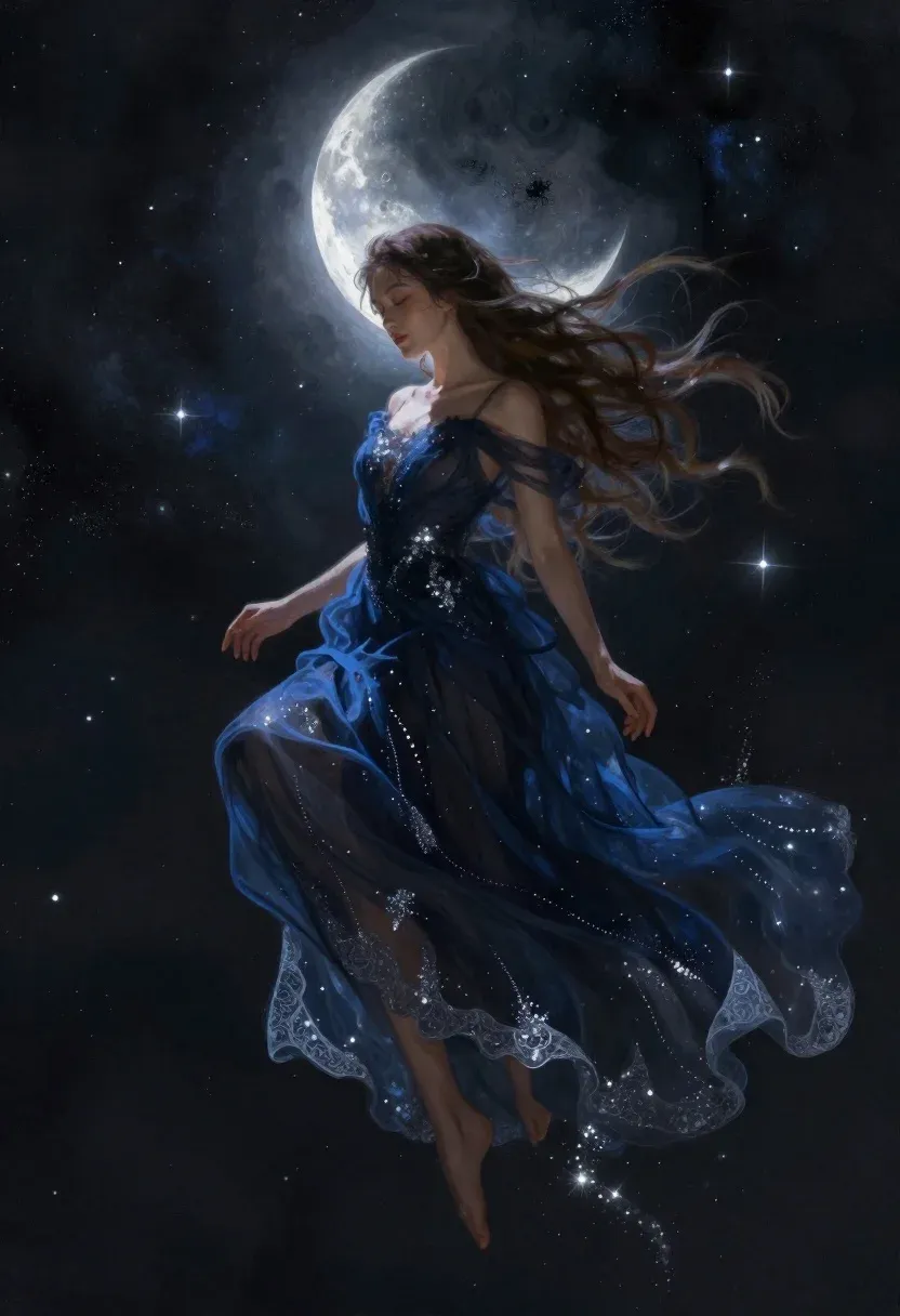Cinematic Digital Painting Woman Deep Space Subject Young Woman With