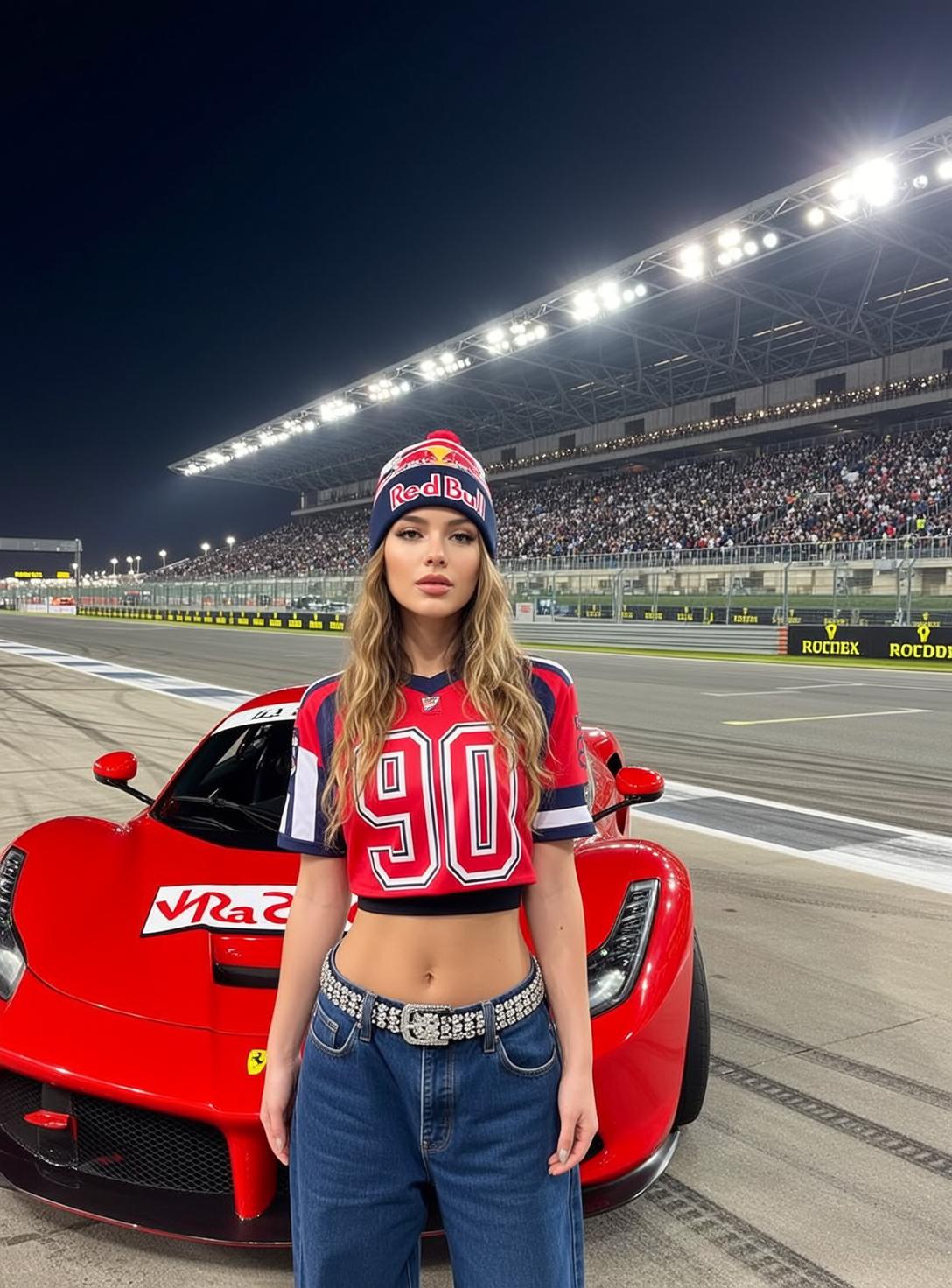 Blue Denim Jeans Racetrack Night