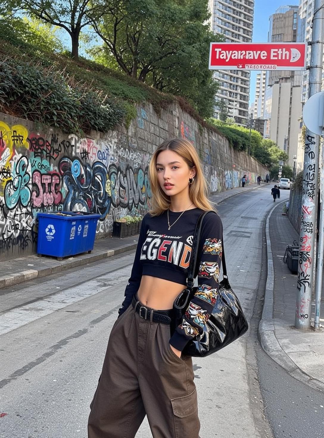 Skater Young Blonde Shoulder-length Fair Black Long-sleeve