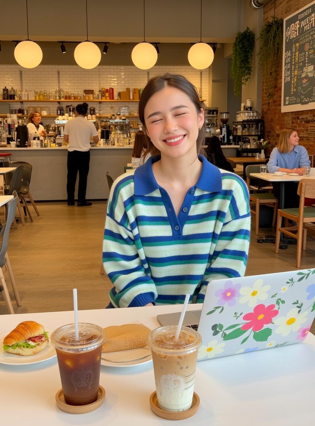 Explore Seated White Table Bustling Cafe Her