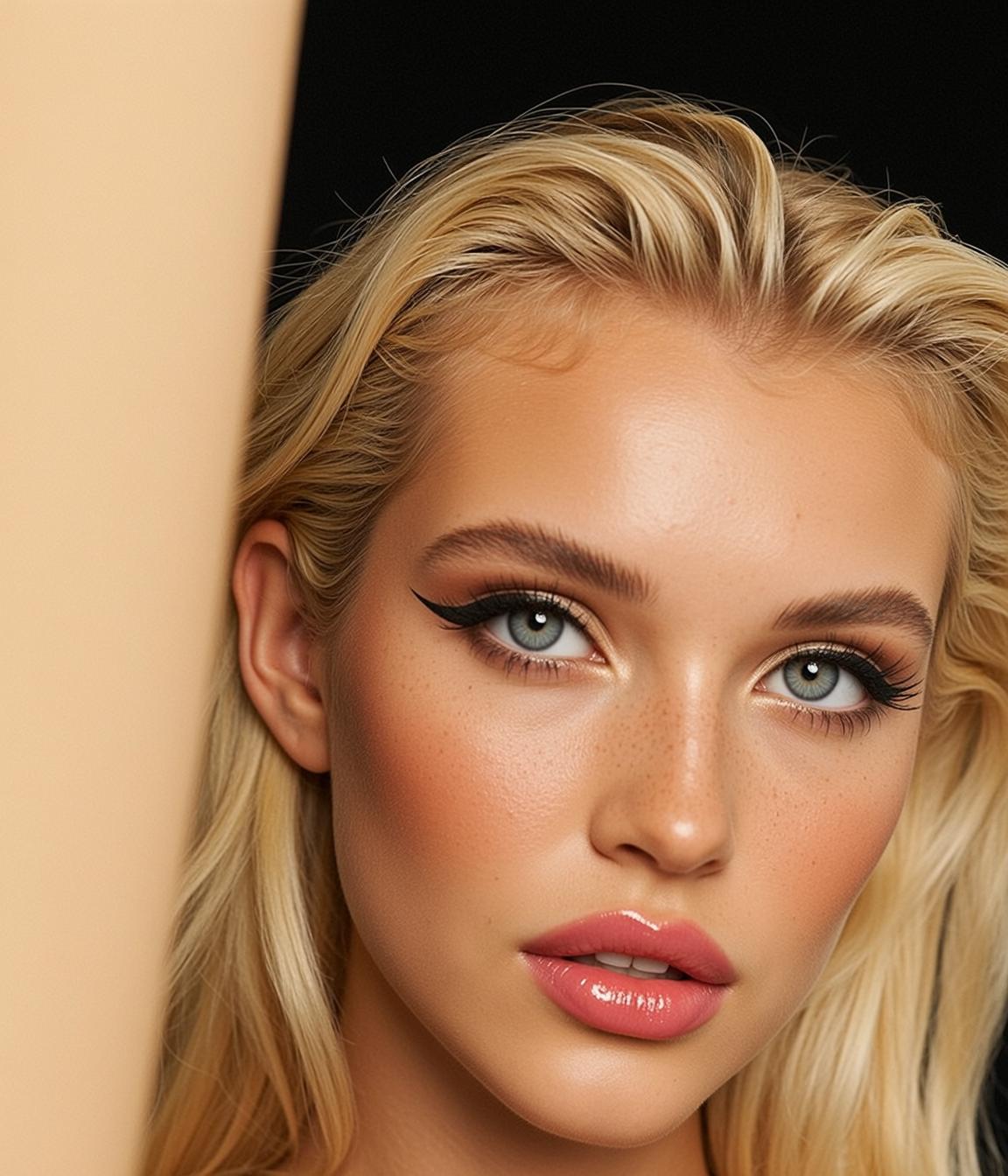 Close-up Portrait Young Woman With Fair Skin And Light Blonde