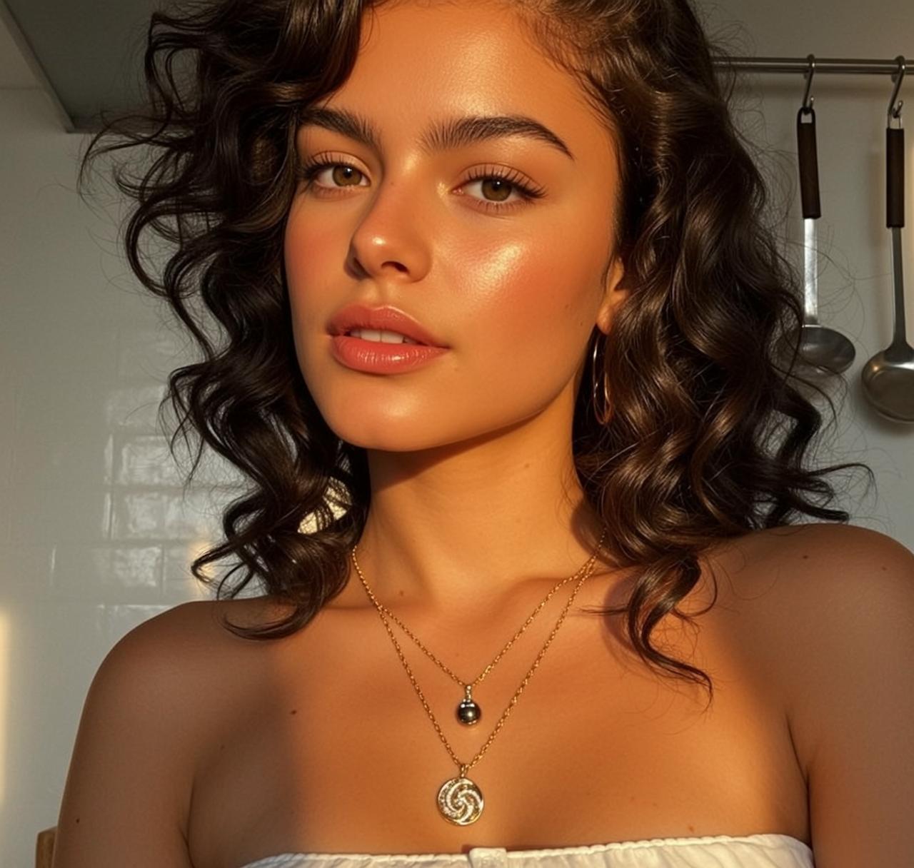 Hair Salon Young Dark Brown Curly Voluminous