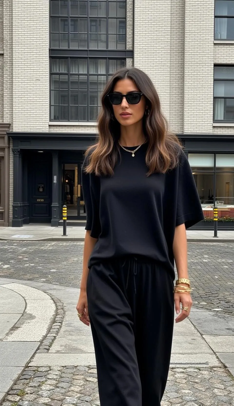 Sunglasses Necklace And Bracelets And Rings On An Urban Street