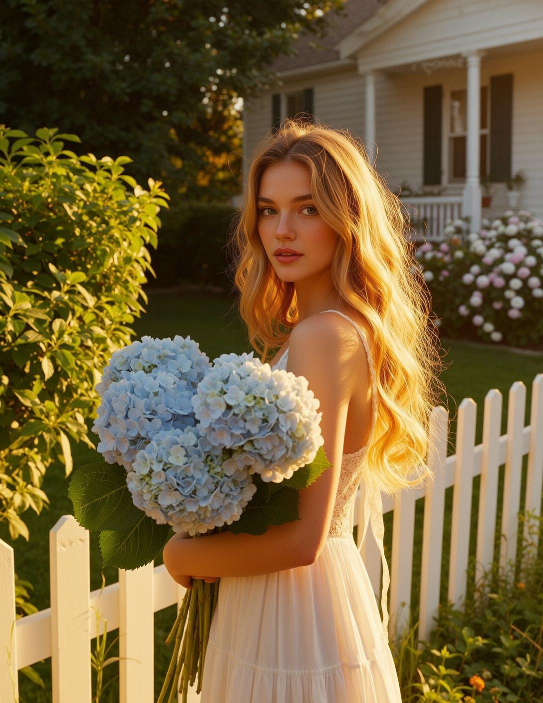 Explore Young Stands Outdoors Holding Large Bouquet
