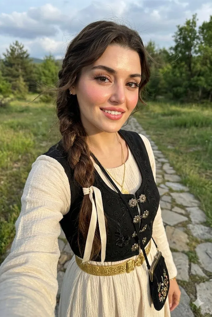 Makeup Earrings And Necklace In Selfie Portrait