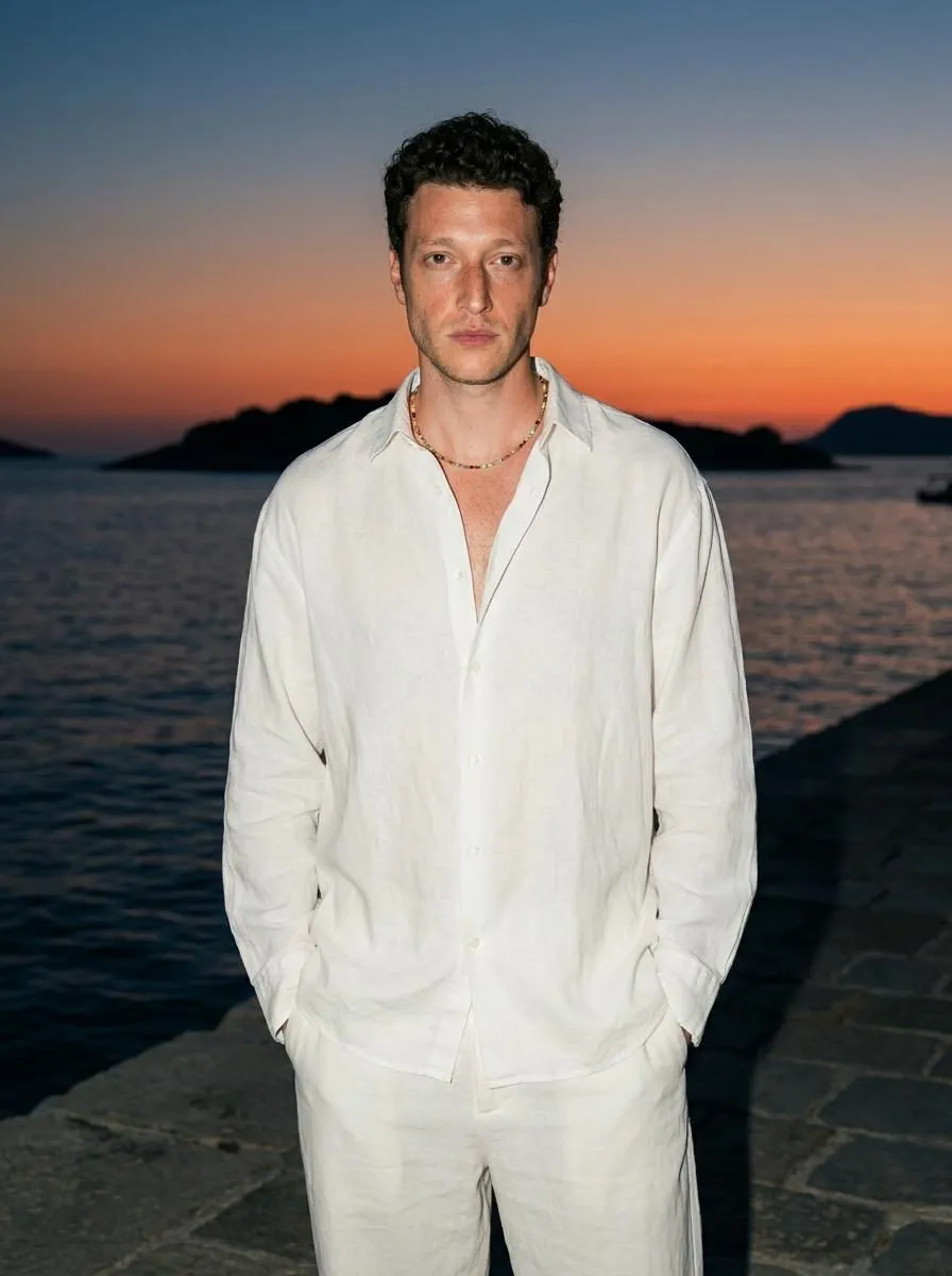 Necklace In White Shirt Portrait