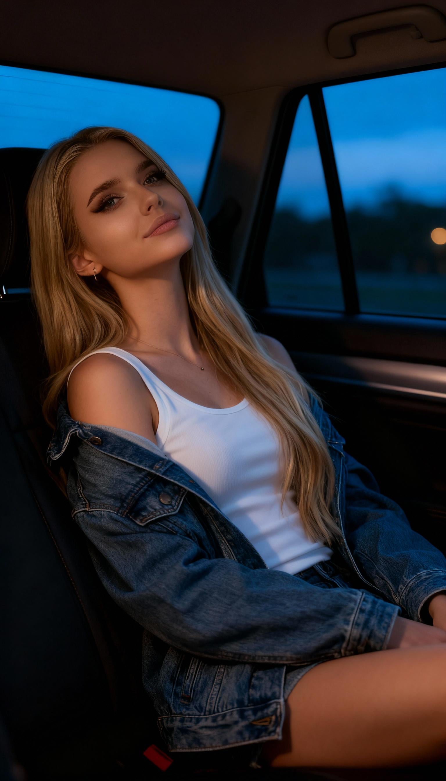 Denim Jacket In Car At Dusk