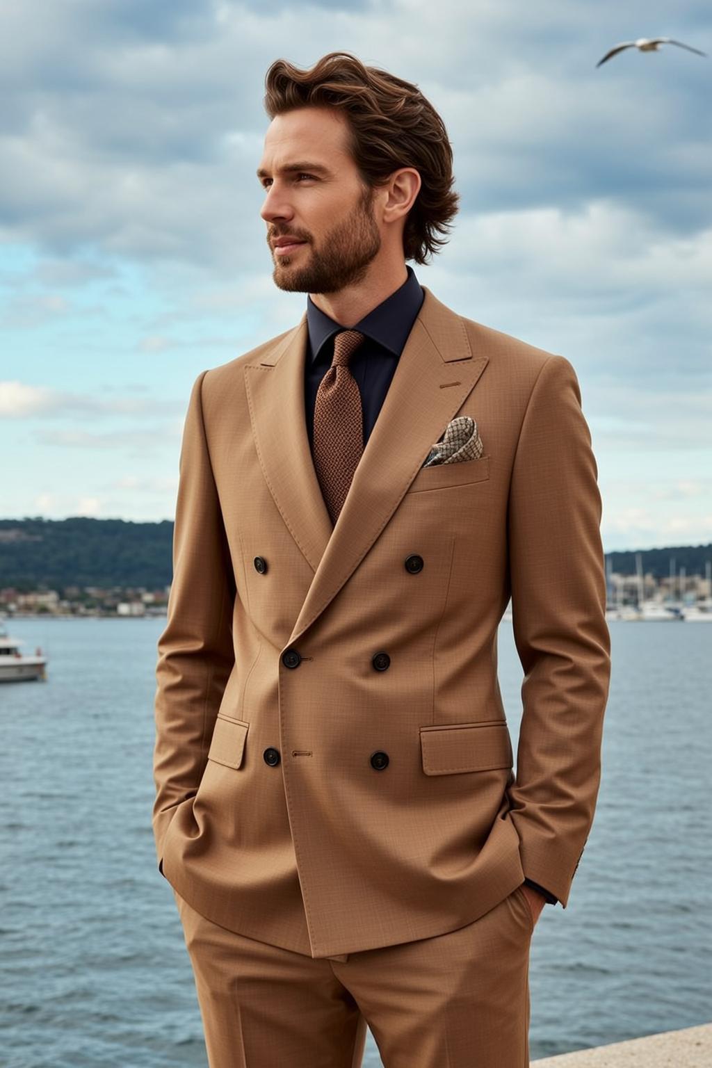 Tan Suit Waterside Portrait