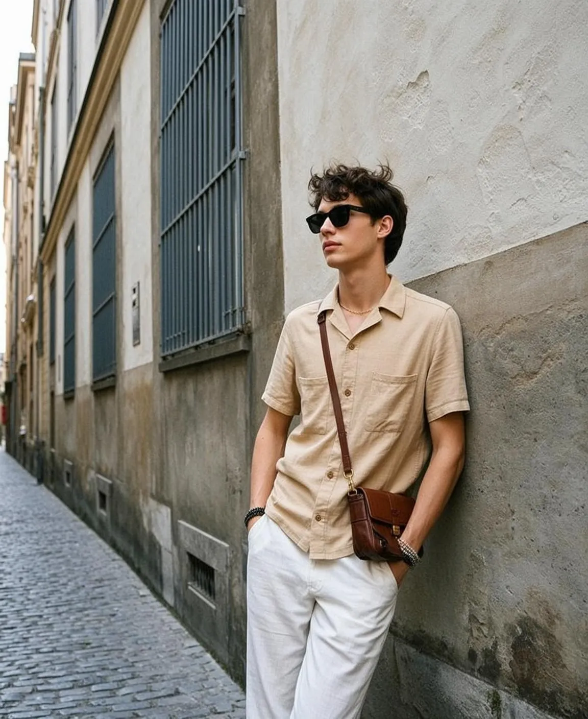 Sunglasses Necklace And Bracelets In Street Portrait