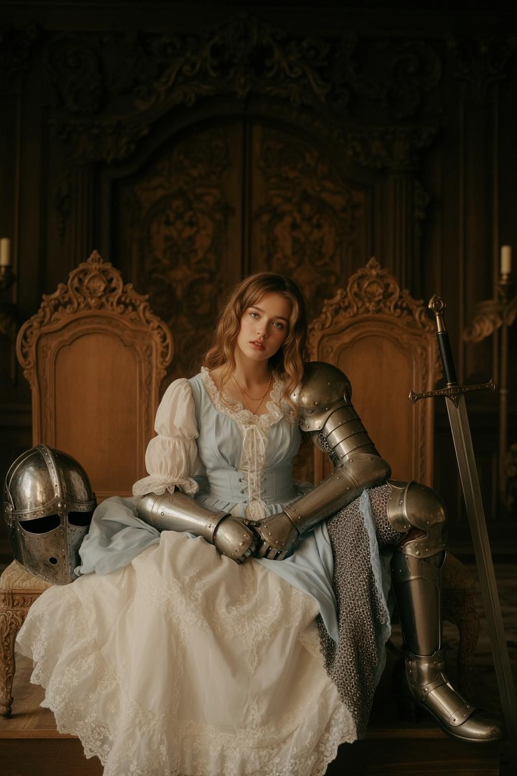 Light Blue Bodice White Ornate Interior