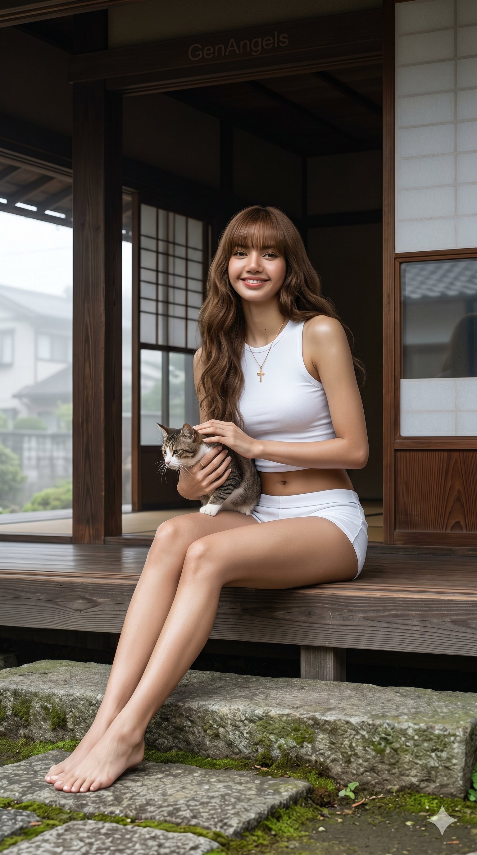 Japanese House Threshold School Uniform Cat Embrace