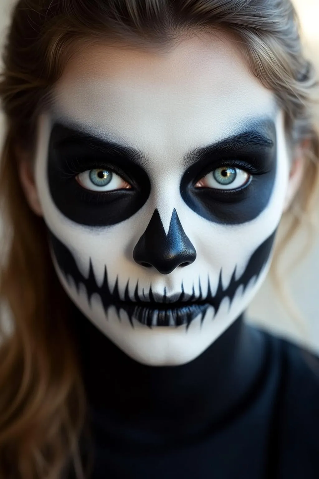 Halloween Makeup Skull Paint Light Brown Pulled