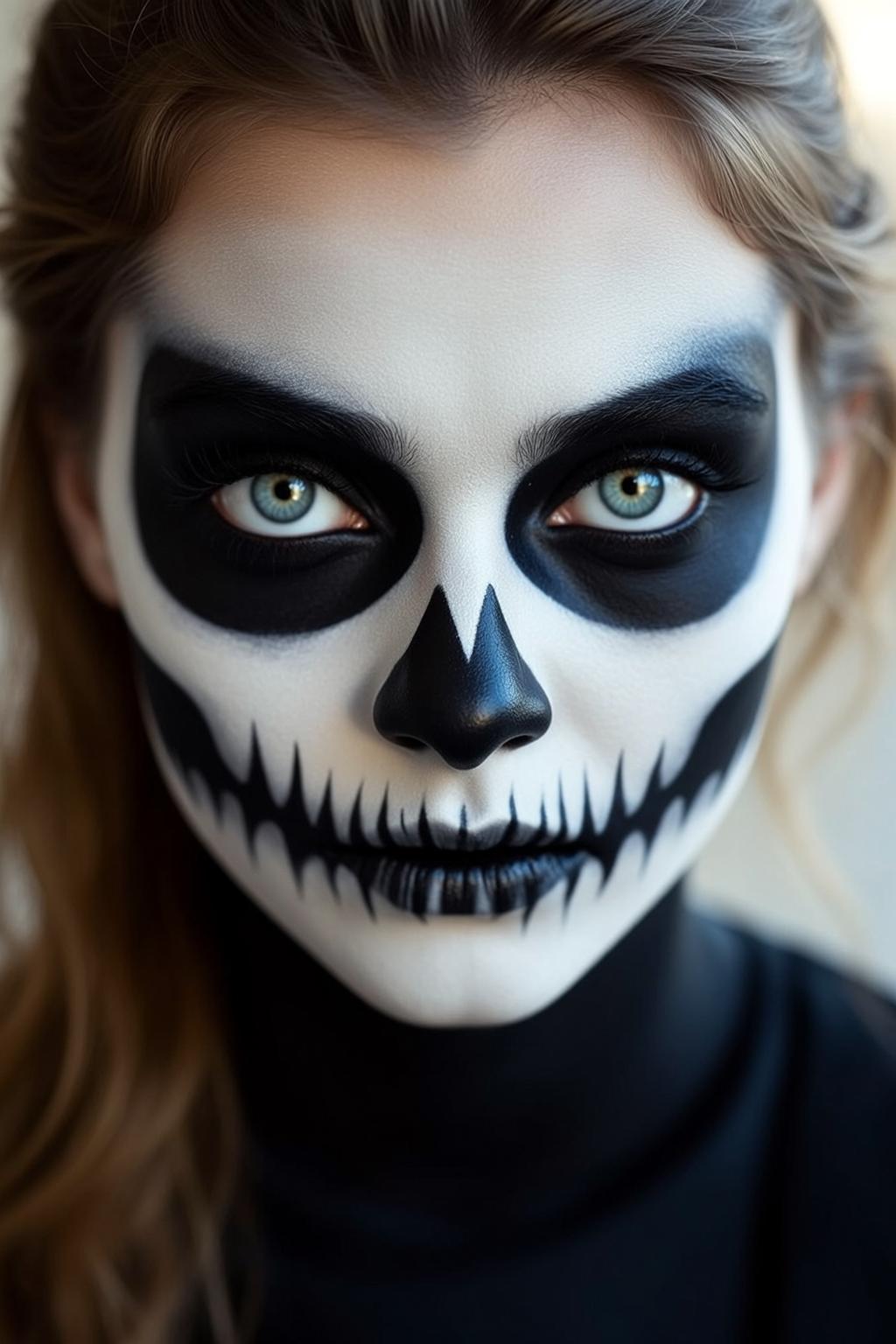 Halloween Makeup Skull Paint Light Brown Pulled