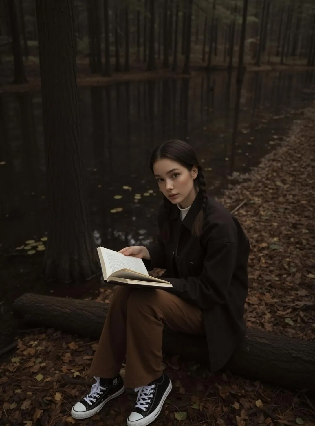 Forest Log Reading Portrait