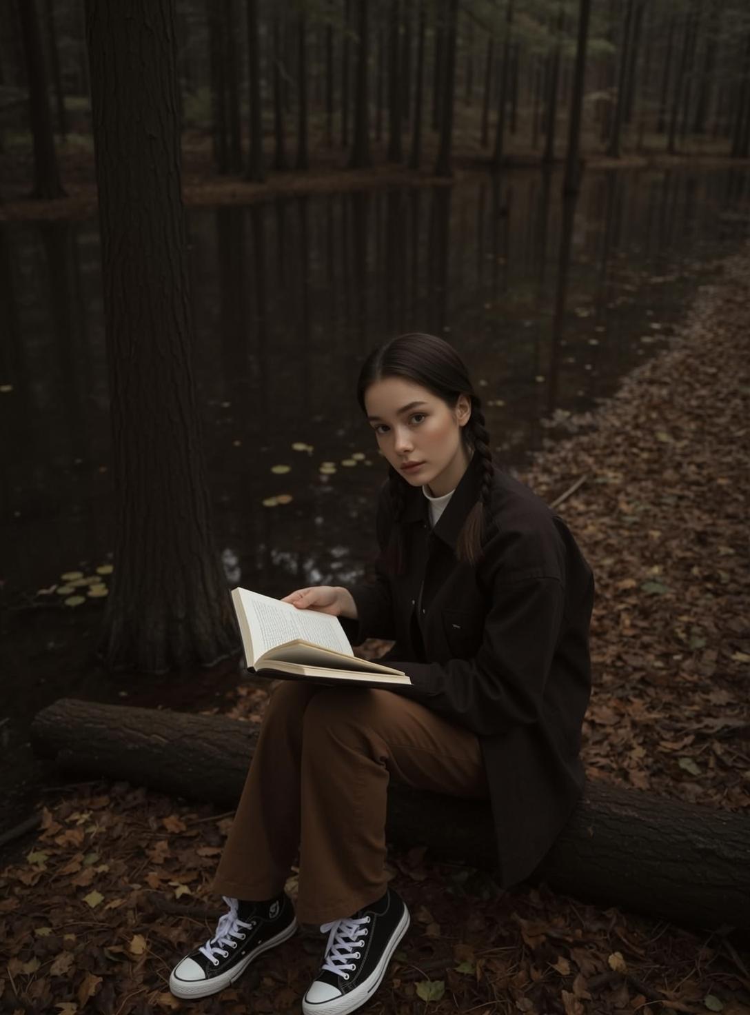 Forest Log Reading Portrait