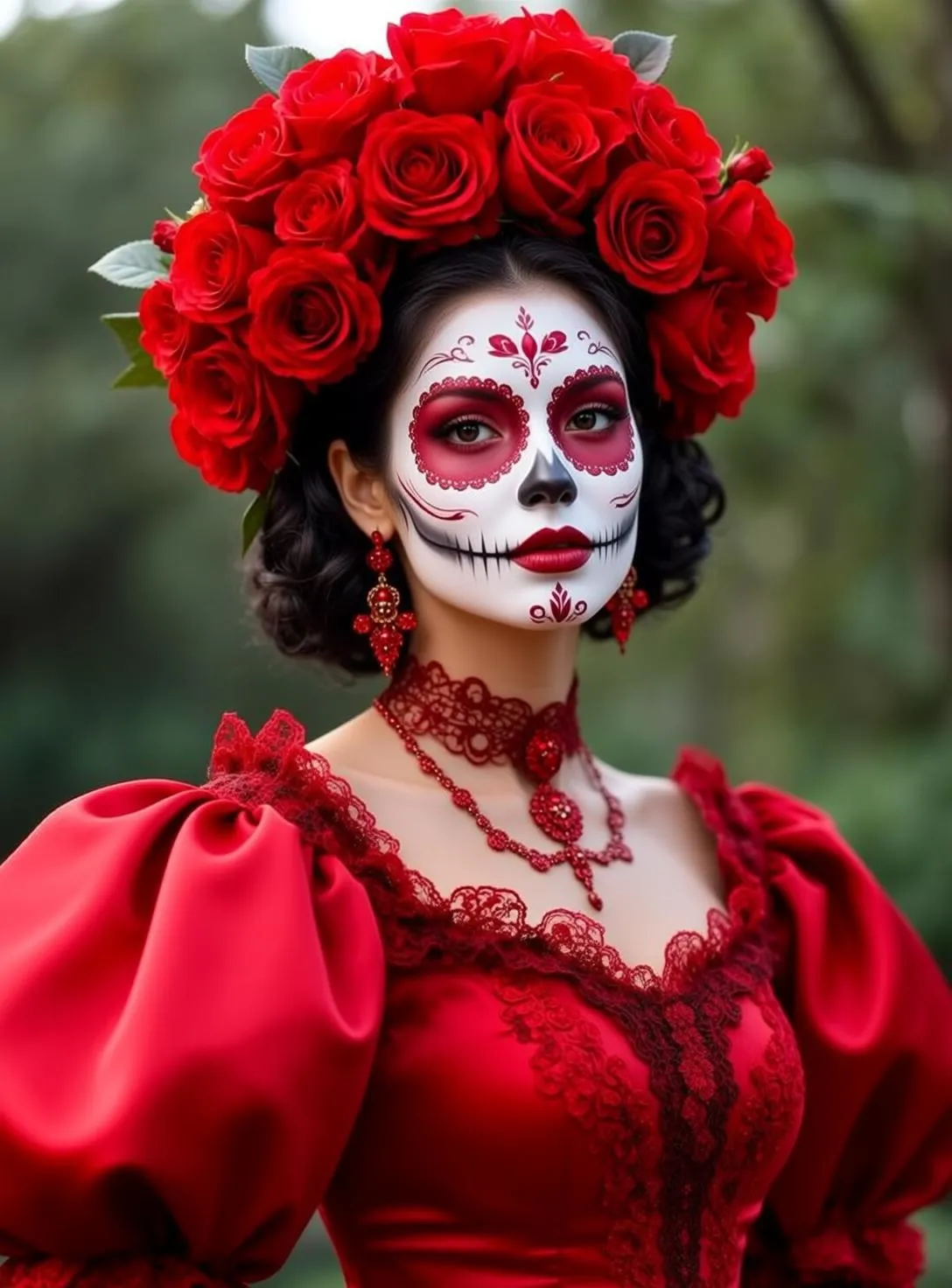 Halloween Makeup Sugar Skull Dark Curly Short