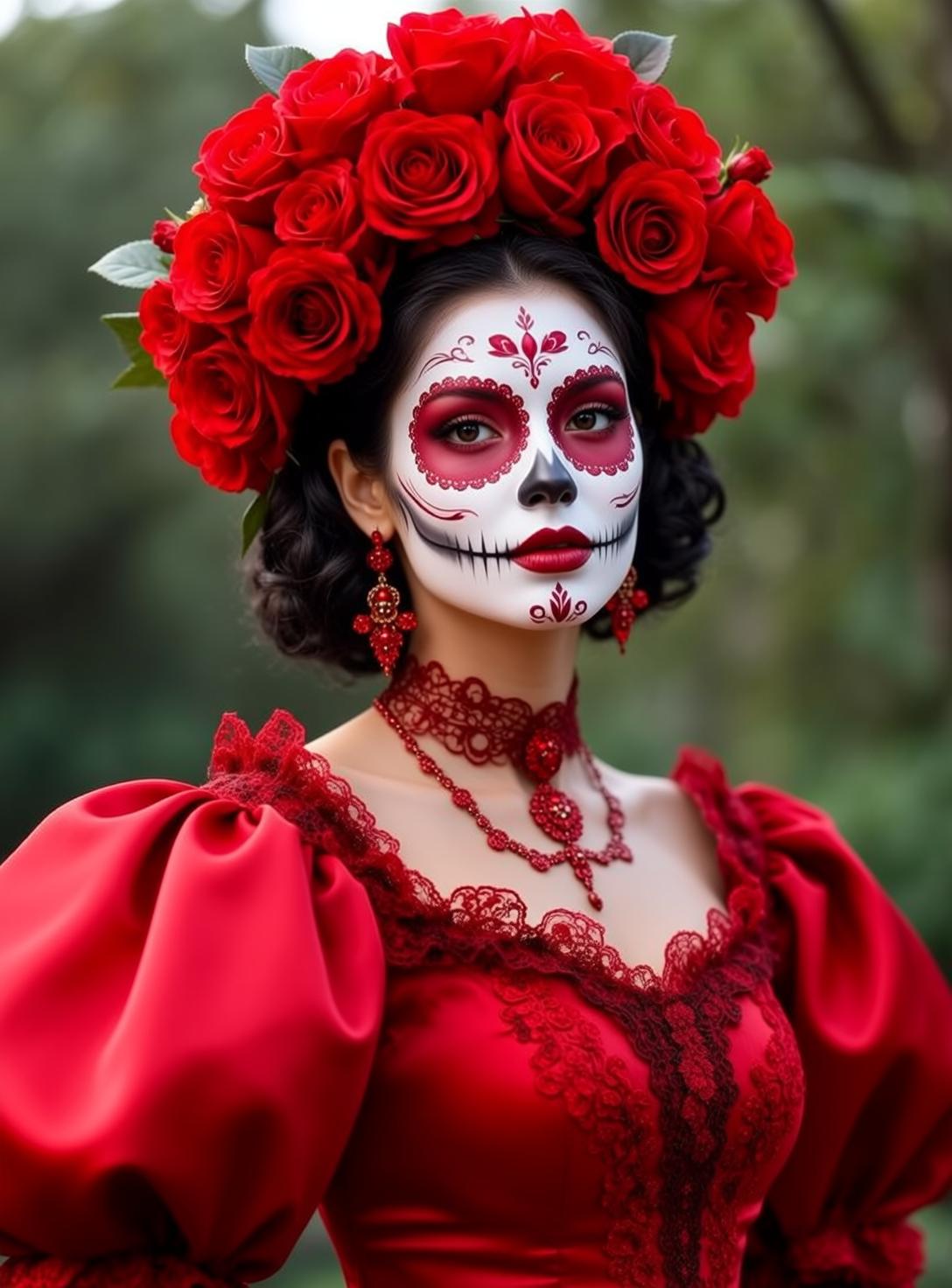 Halloween Makeup Sugar Skull Dark Curly Short