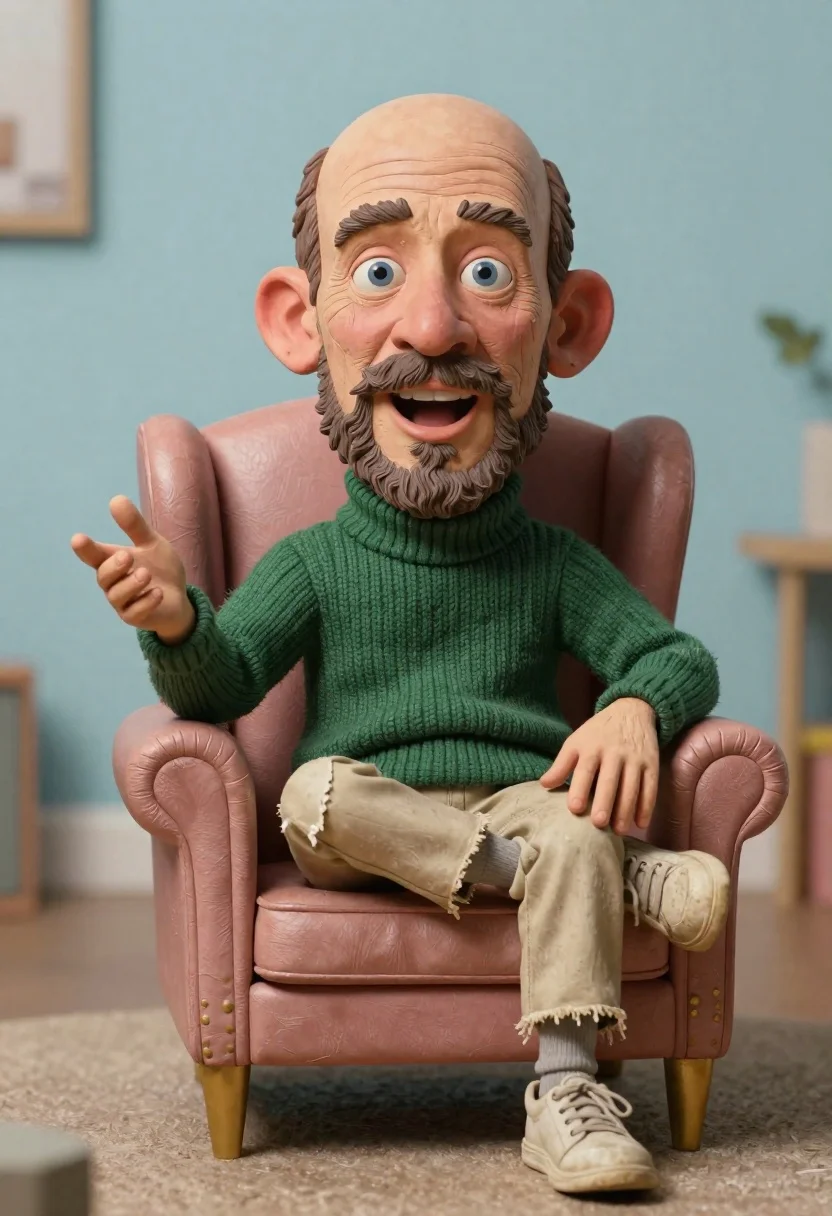 Medium And Scene Hyper-realistic Caricature Sculpture Man With Exaggerated Features reference photo