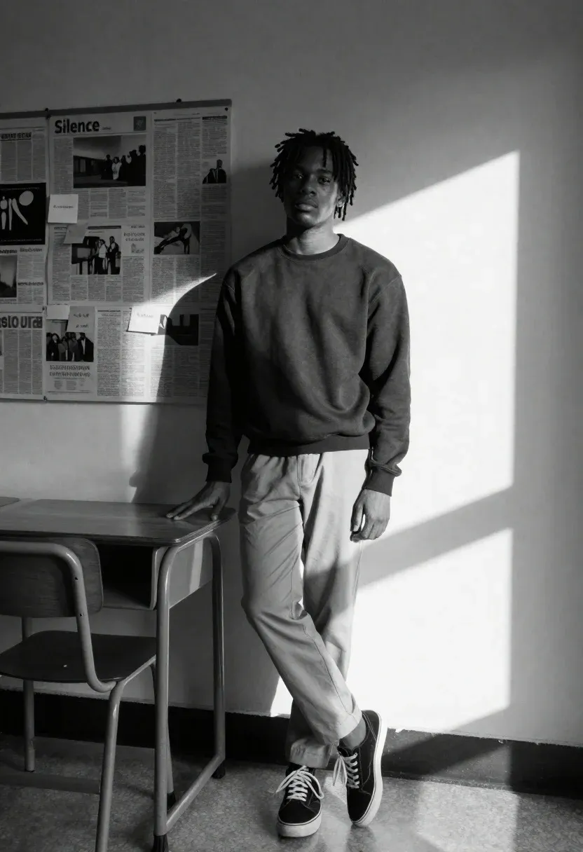 Black And White Portrait Young Black Man With Short Dreadlocks