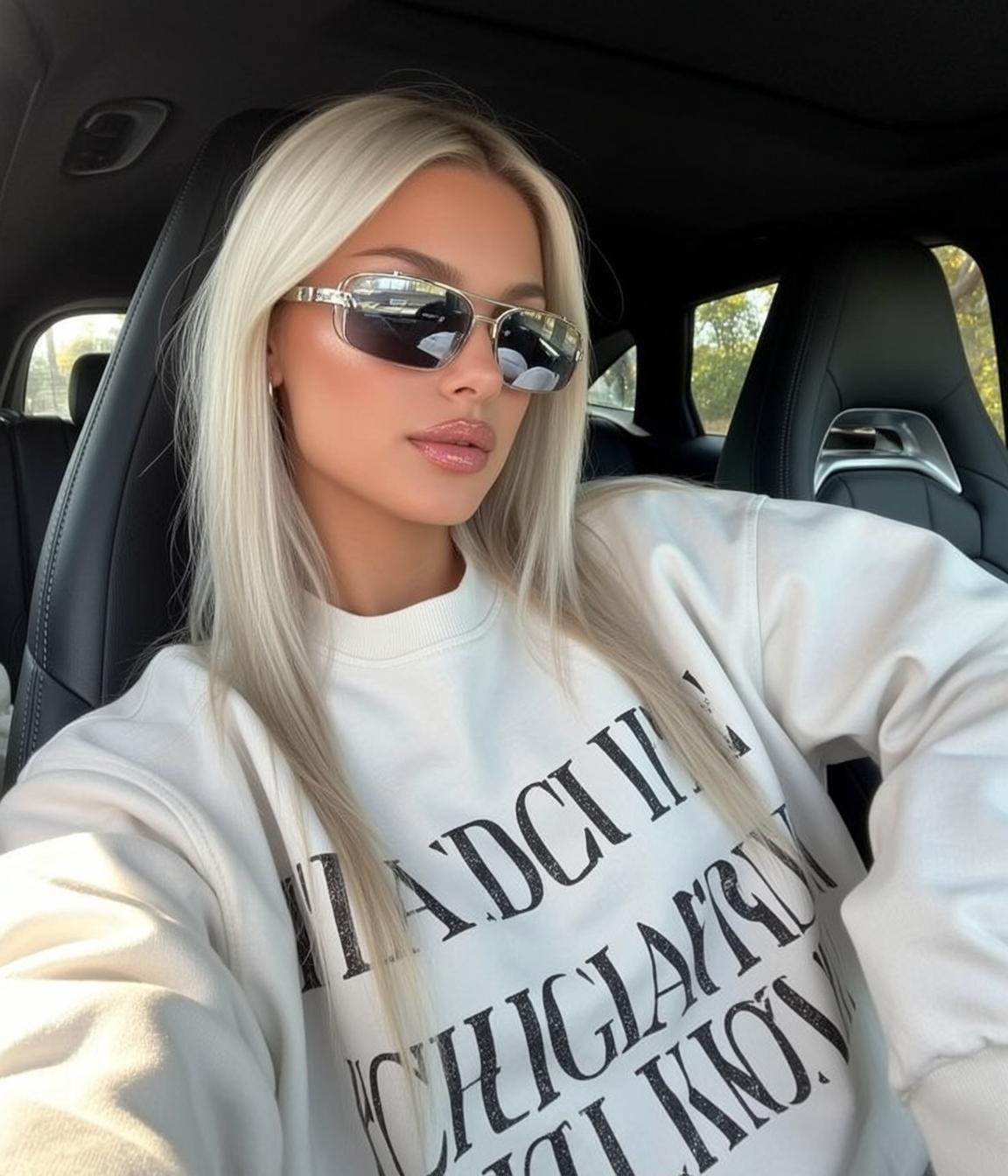 White Sweatshirt Sunglasses Portrait