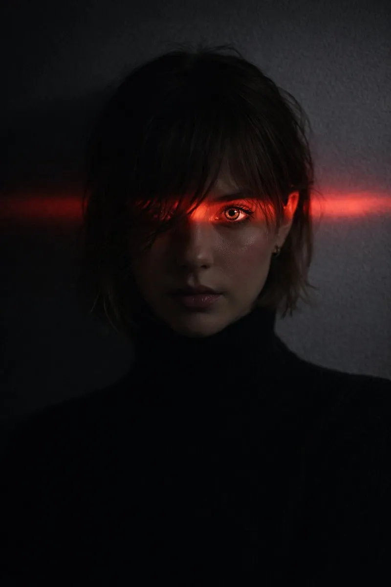 Realistic Man Woman Red Light Shadow Portrait