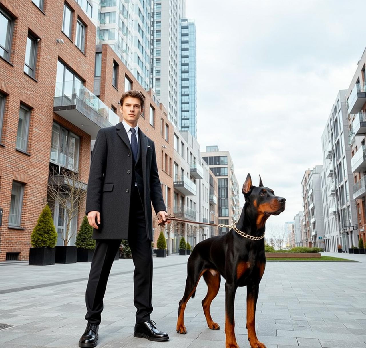 World Stands Doberman Pinscher Leash Facing Slightly