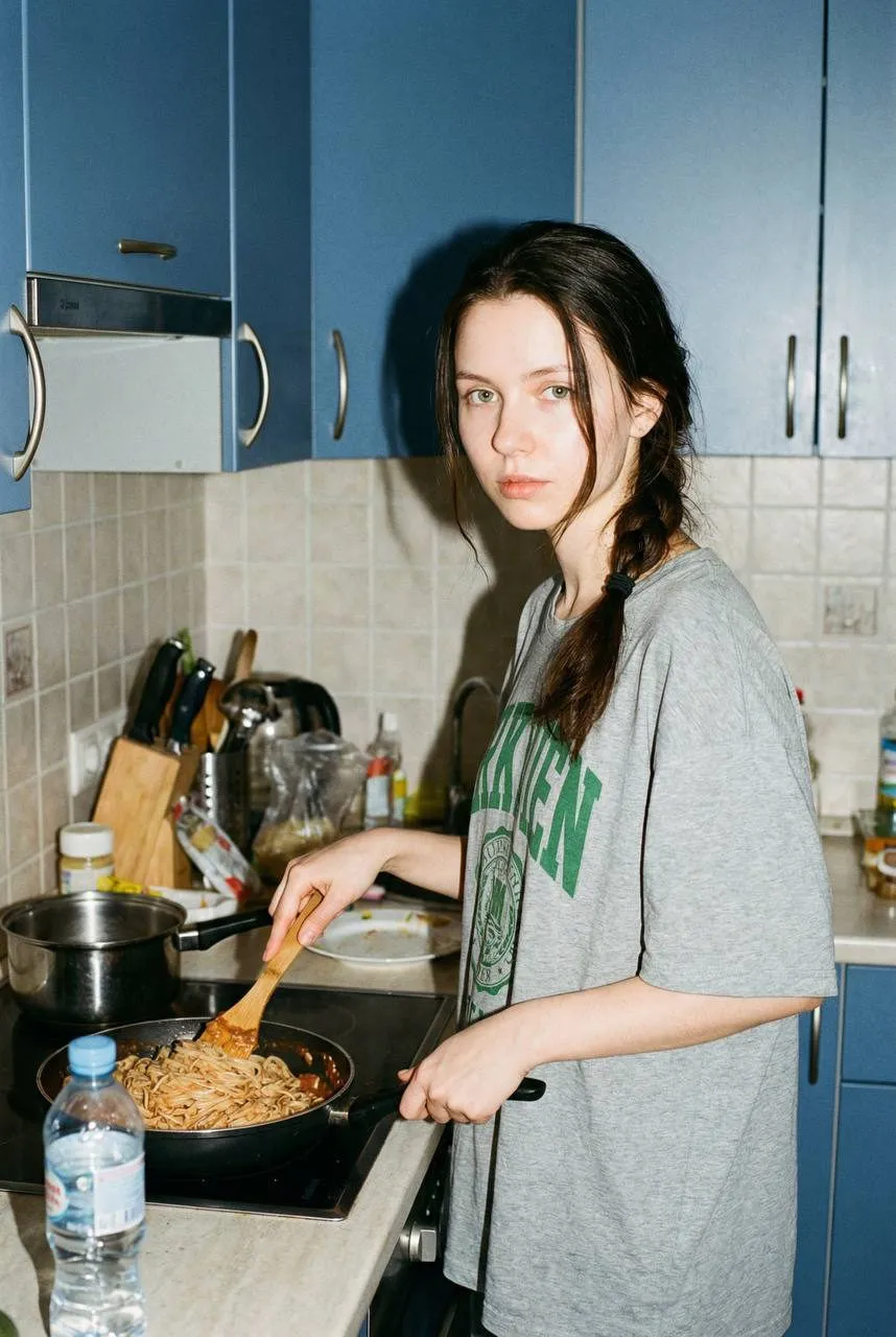 Casual Kitchen Cooking Scene