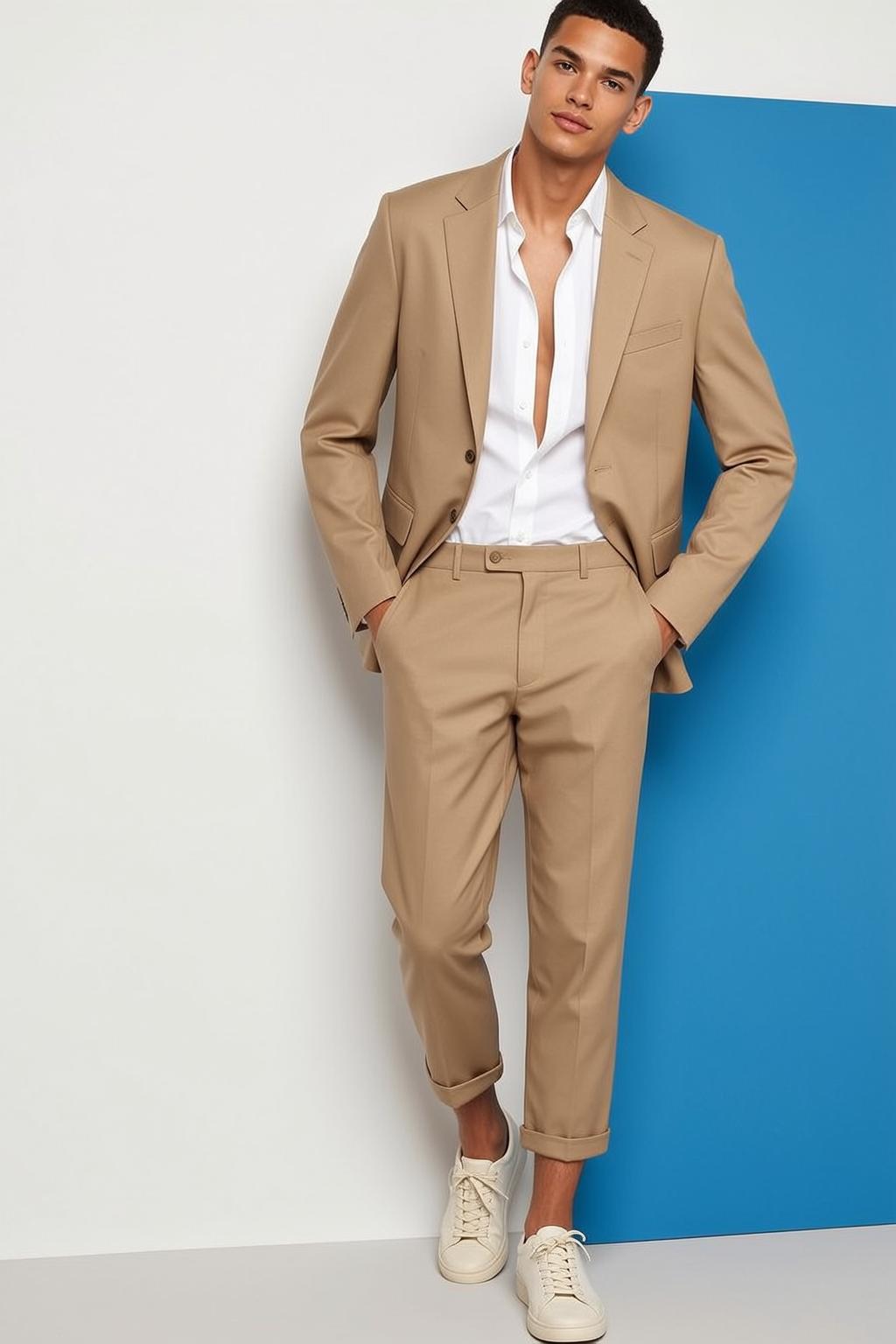 Young Short Dark Styled Light Tan Open